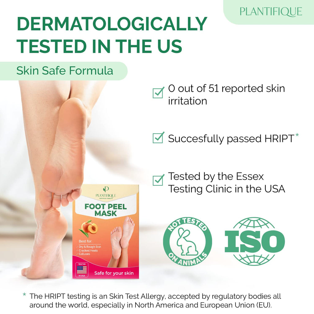 PLANTIFIQUE Foot Peeling Mask 4 Pack | Dermatologically Tested for Baby Soft Feet | Peach