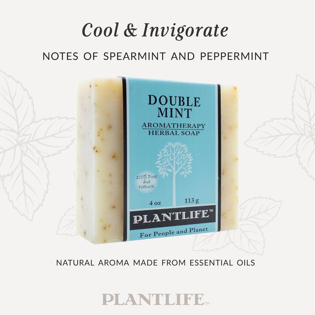 Plantlife Double Mint 6-Pack Bar Soap — Moisturizing, Handcrafted Plant-Based Soap Made in California