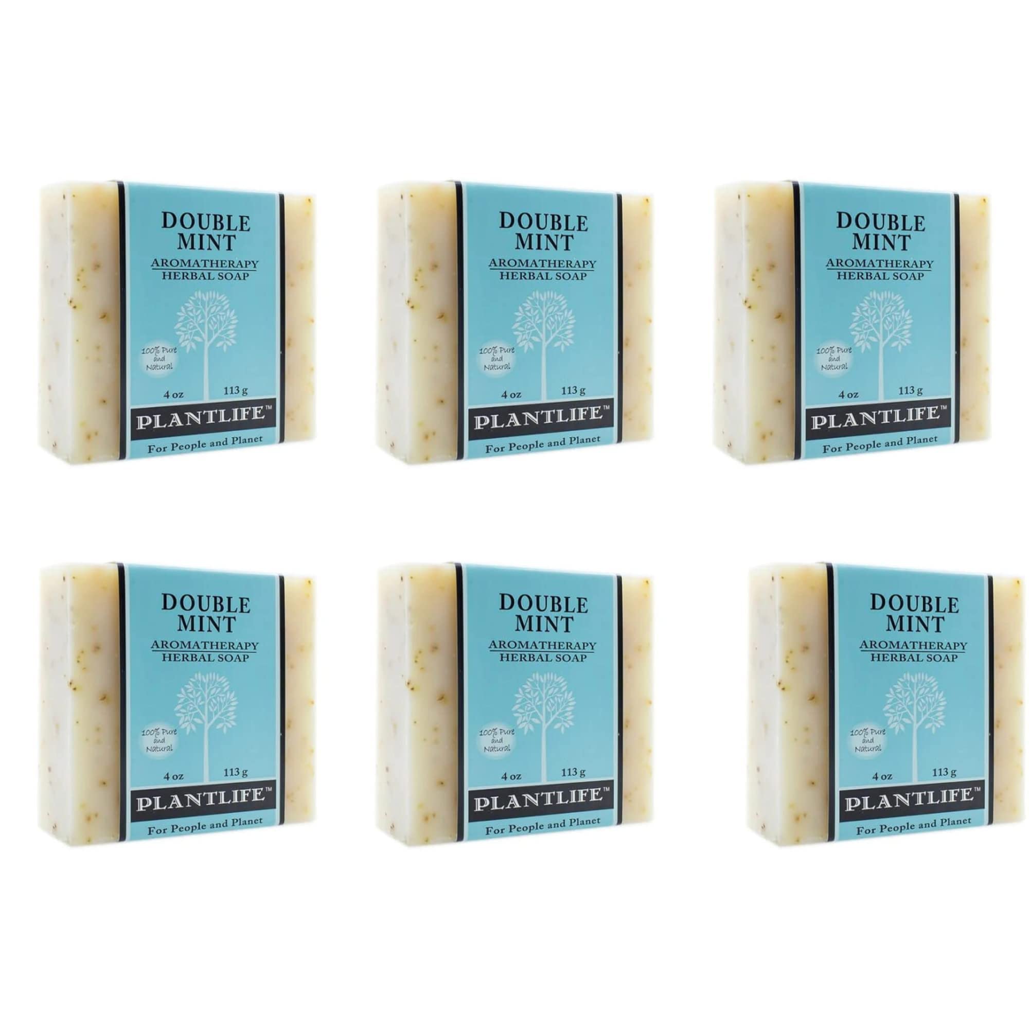 Plantlife Double Mint 6-Pack Bar Soap — Moisturizing, Handcrafted Plant-Based Soap Made in California