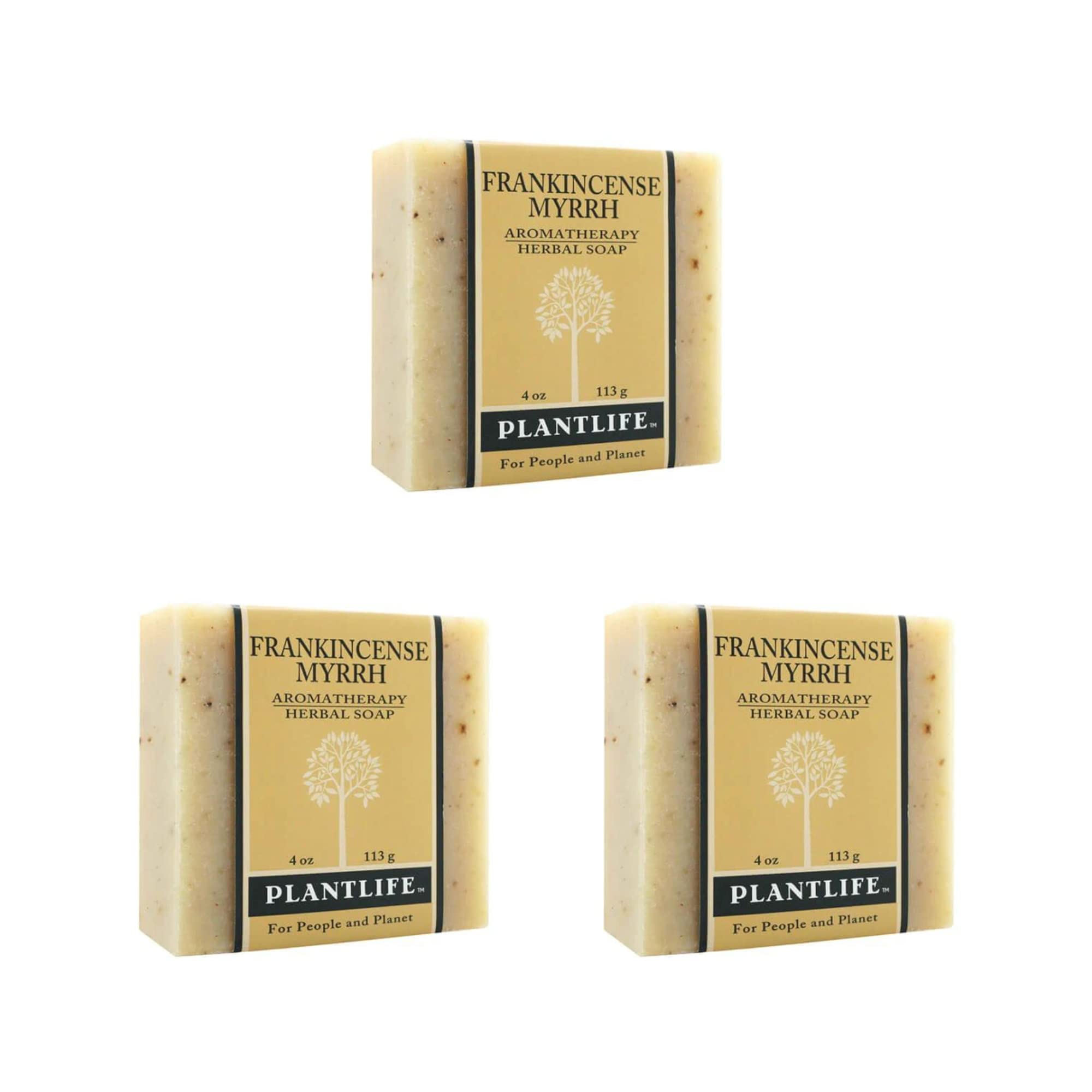 Plantlife Frankincense & Myrrh 3-Pack Bar Soap | Moisturizing, Plant-Based, California Made