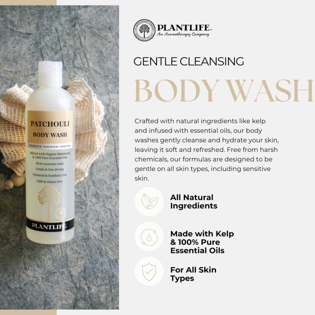 Plantlife Lemongrass Body Wash – GMO-Free, Gluten-Free, Gentle & Moisturizing | 14 oz | Made in USA