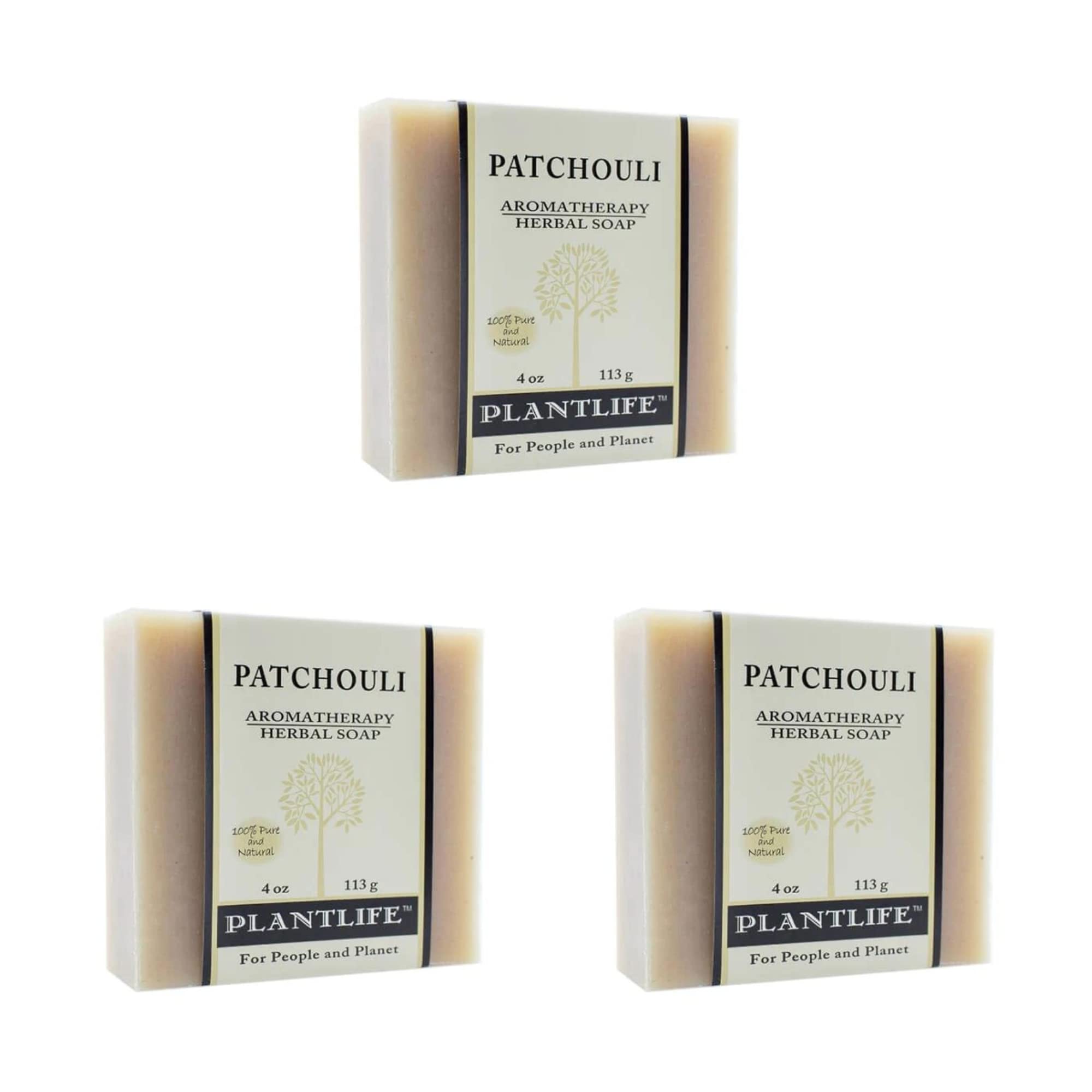 Plantlife Patchouli 3-Pack Bar Soap | Moisturizing, Hand-Crafted, Plant-Based | Made in California