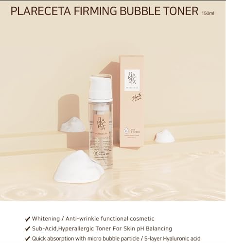 PLARECETA Firming Bubble Toner – Hydrating, Purifying Skin Balance (5.07 Fl Oz)