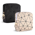 Playexen 2 PCS Mini Makeup Bag Set – Small Travel Cosmetic Bags (Black & Beige)