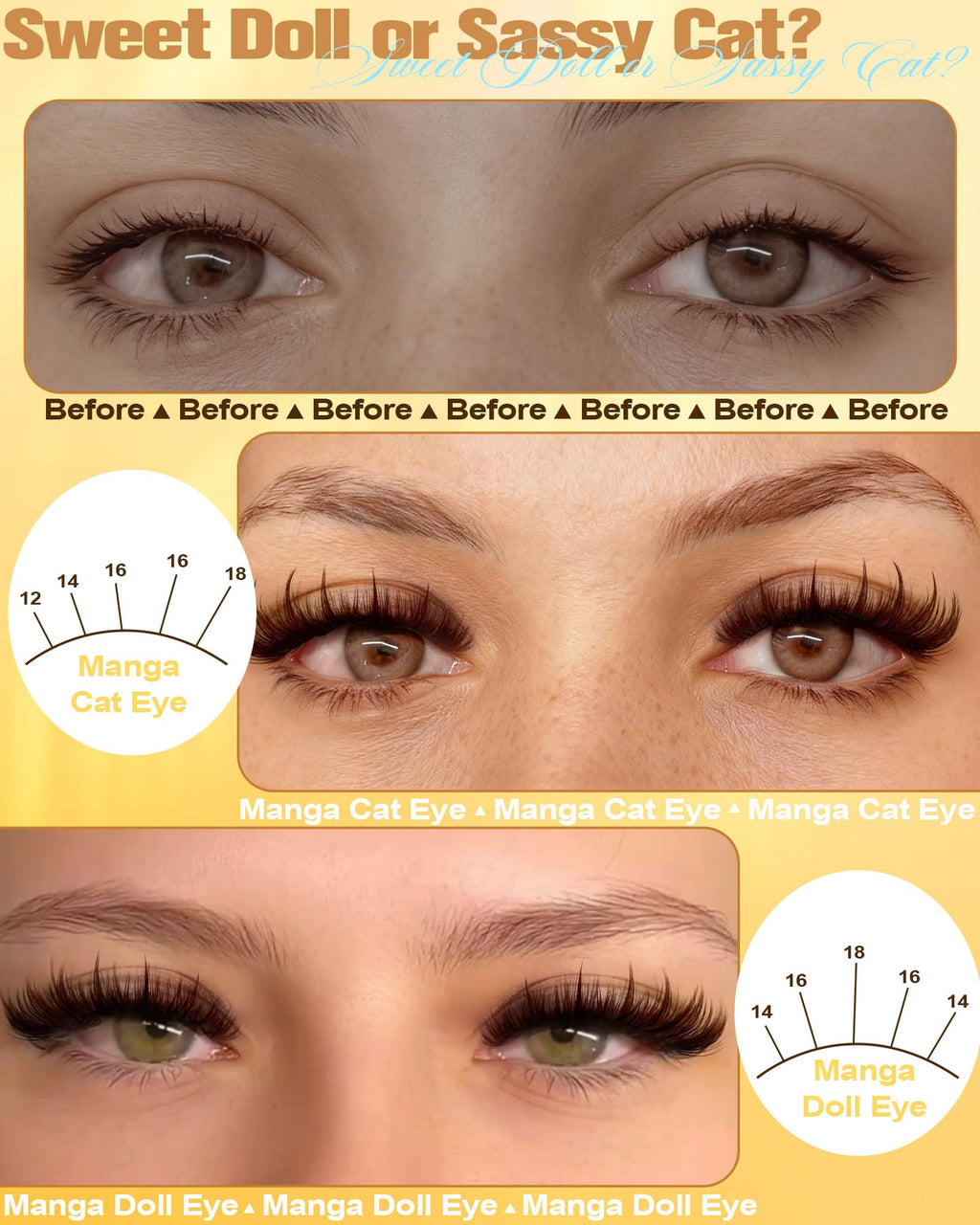 Pleell Lash Clusters Kit Brown 14-16mm with Spikes – Anime Volume Lashes, Bond & Seal, Tweezers
