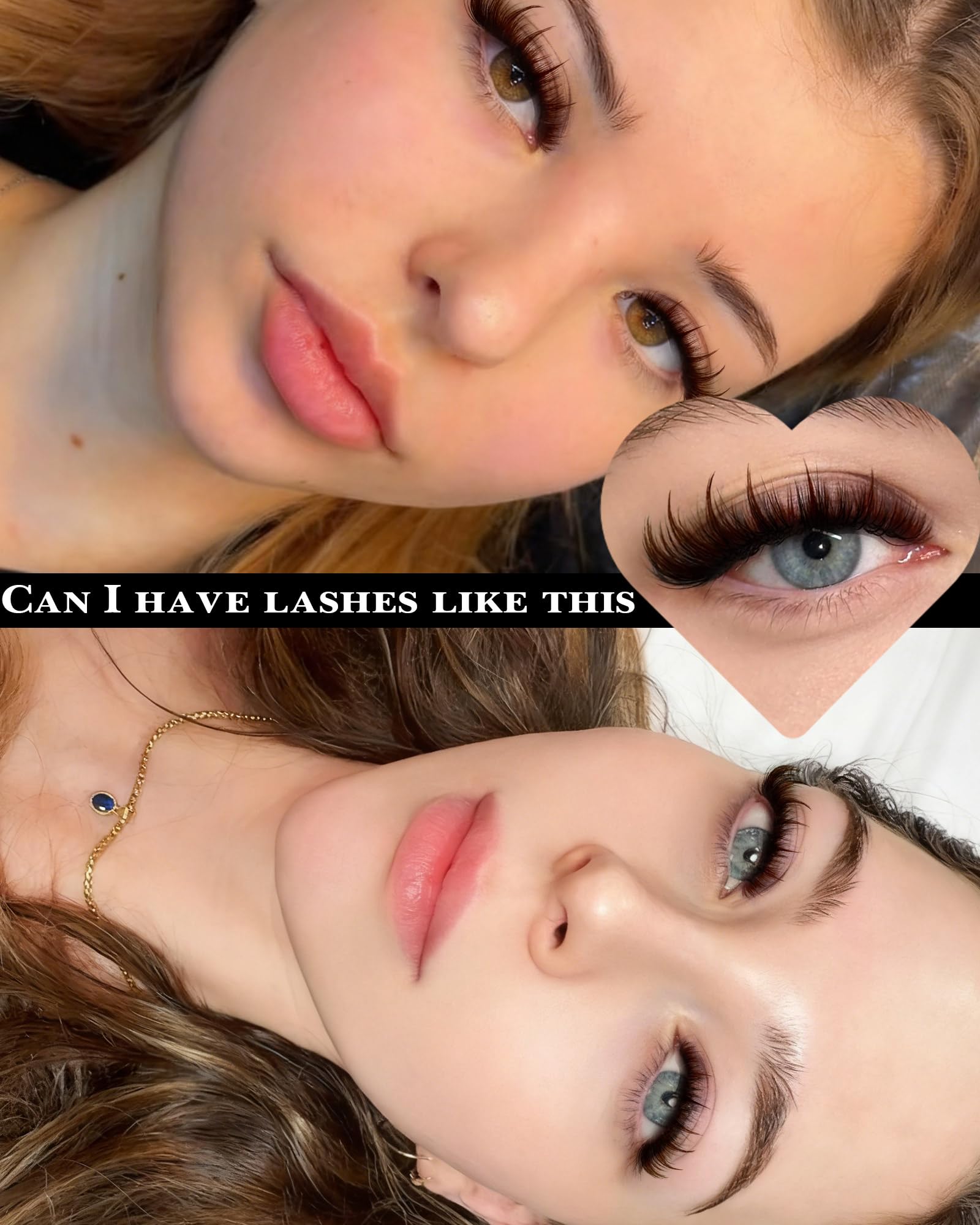 Pleell Lash Clusters Kit Brown 14-16mm with Spikes – Anime Volume Lashes, Bond & Seal, Tweezers