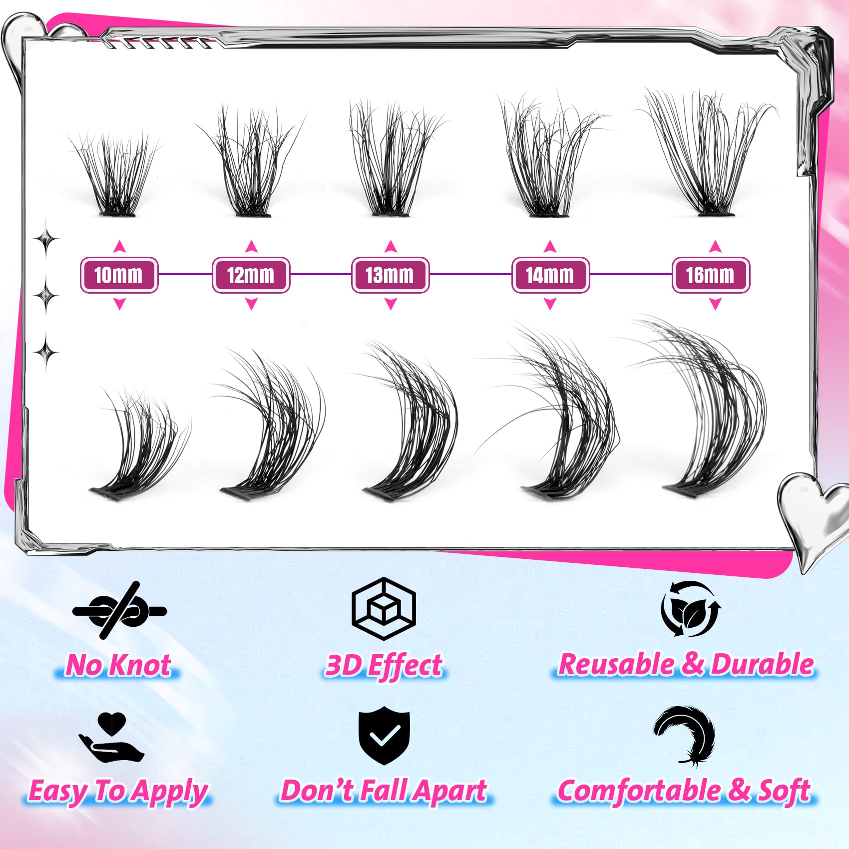 Pleell Lash Clusters 330Pcs – 6D Fluffy DIY Volume Lashes, D-Curve (40D)