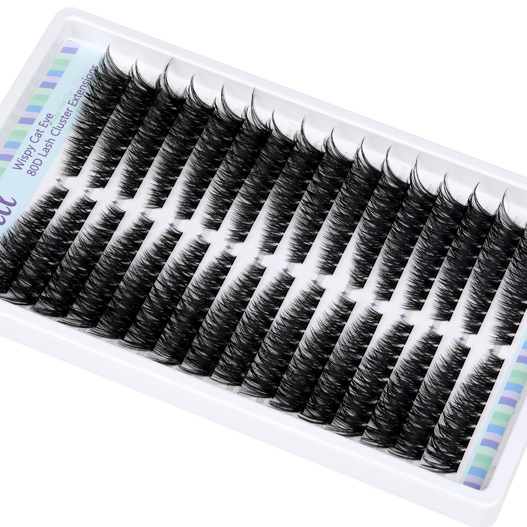 Pleell Lash Clusters 320 Pcs – Cat Eye 7-16mm 80D DIY Lashes