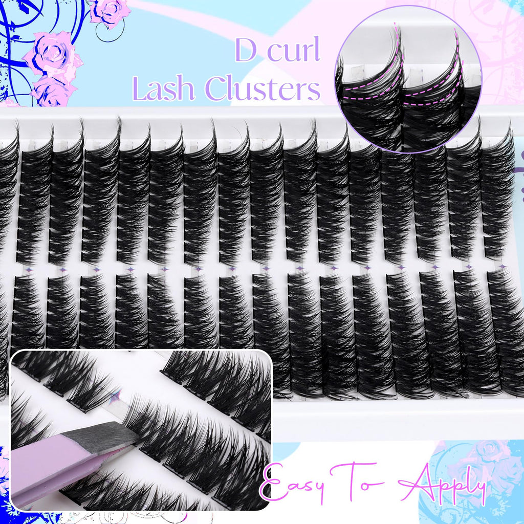 Pleell Lash Clusters 320 Pcs – Cat Eye 7-16mm 80D DIY Lashes