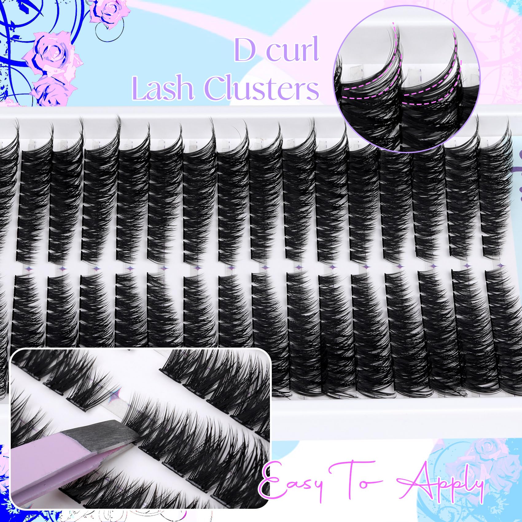 Pleell Lash Clusters 320 Pcs – Cat Eye 7-16mm 80D DIY Lashes