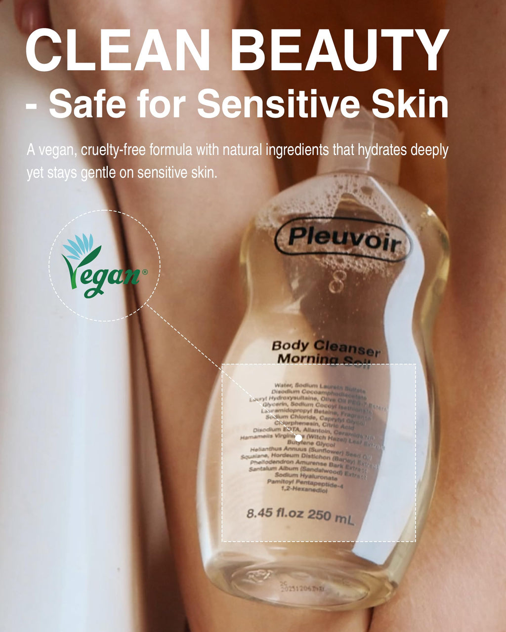 Pleuvoir Hinoki Leather Body Wash – French MANE × Japanese Cypress (Cedar & Musk), Unisex Woody Shower Gel with Hyaluronic Acid & Ceramides