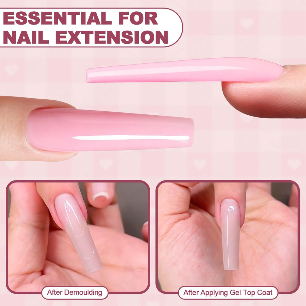 Plman 240 PCS Sandwich Nail Dual Forms – Polygel & Builder Gel Extension Kit (14 Sizes, Trapezoidal)