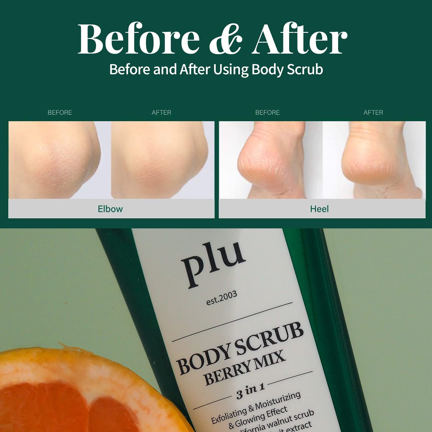 PLU Original Walnut Body Scrub Polish - White Musk, Exfoliating & Hydrating Glow (6.76 oz)