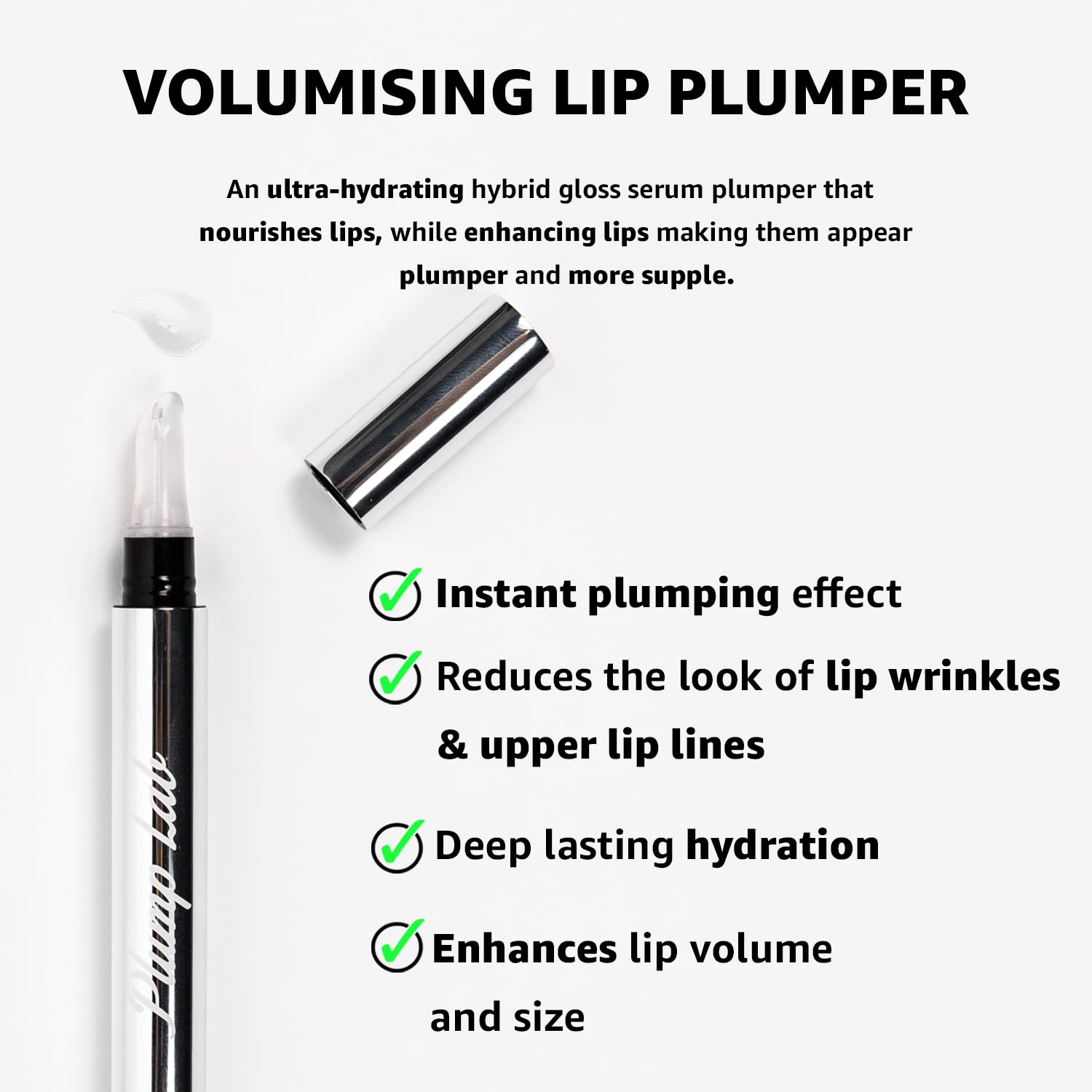 Plump Lab Lip Plumper Gloss – Clear Hydration for Fuller-Looking Lips