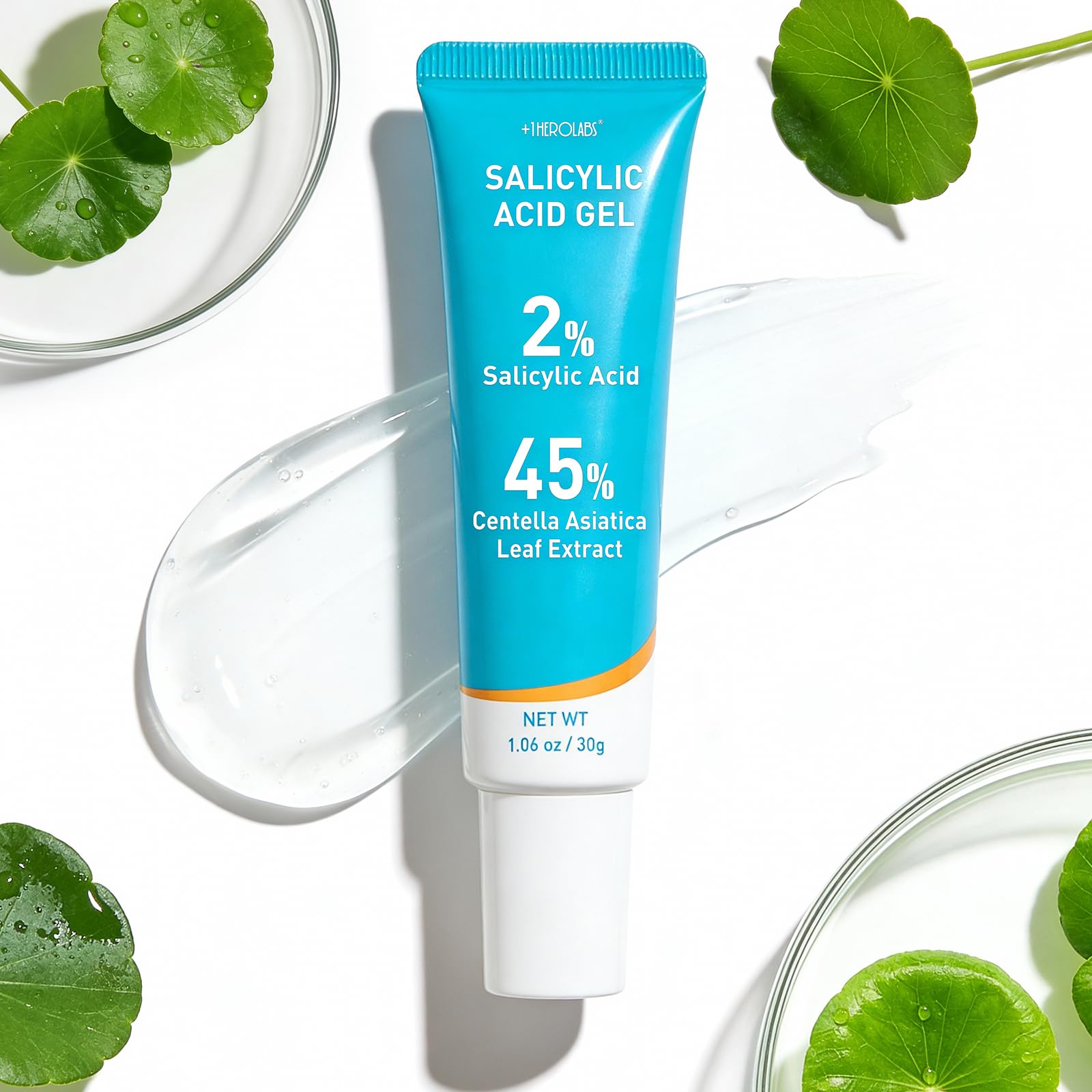 +1HEROLABS 2% Salicylic Acid Gel Serum — 45% Centella Asiatica, Pore Clarifying & Oil Balancing (Fragrance-Free)