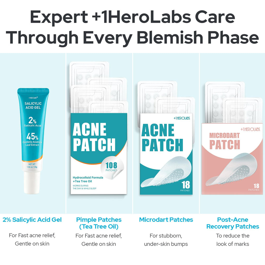 +1HEROLABS 2% Salicylic Acid Gel Serum — 45% Centella Asiatica, Pore Clarifying & Oil Balancing (Fragrance-Free)