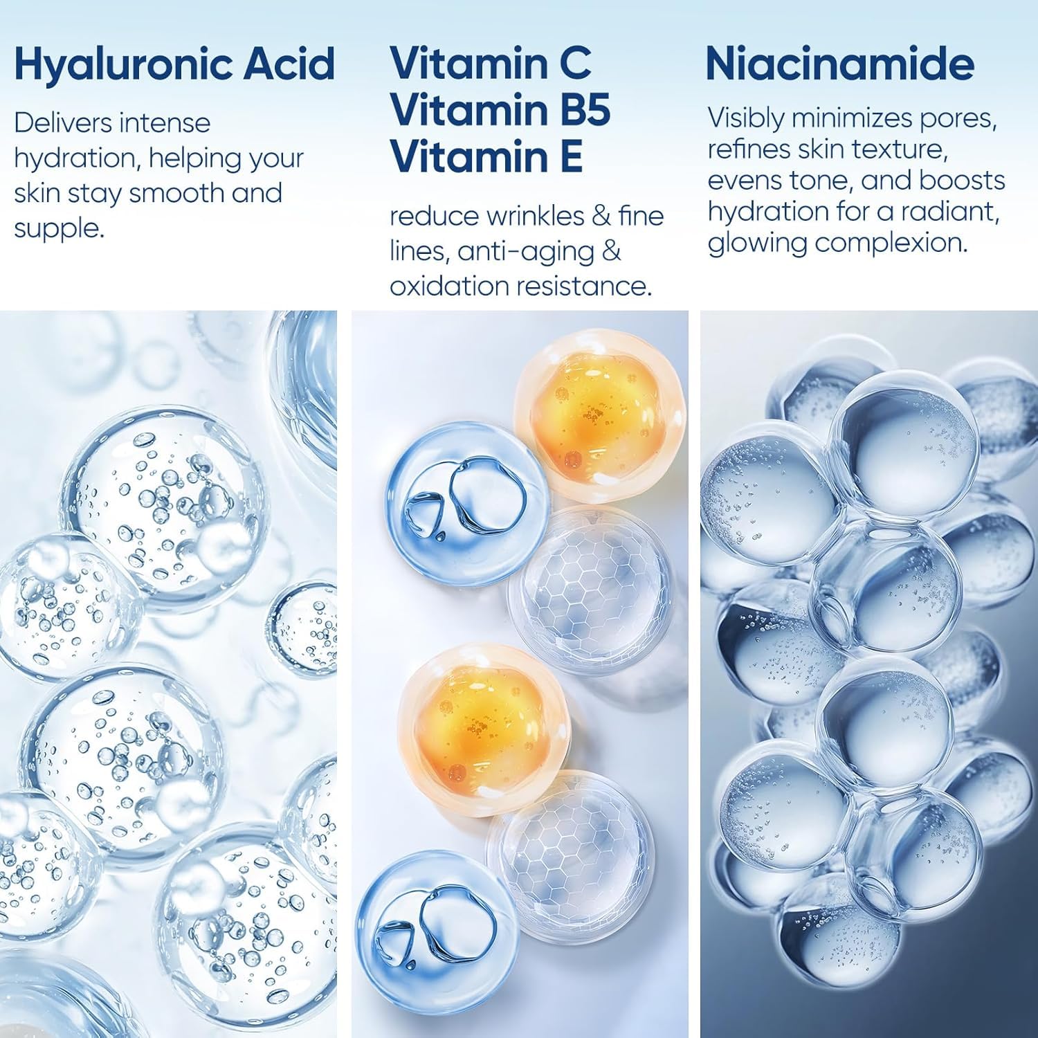+1HEROLABS Hyaluronic Acid Serum with Vitamin C, B5, E & Niacinamide — Hydrating, Fragrance-Free