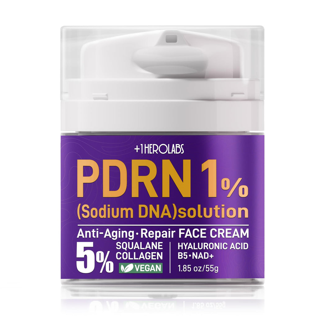 +1HEROLABS PDRN Anti-Aging Face Moisturizer Cream – 5% Squalane, 100% Pure Salmon PDRN, Hyaluronic Acid & B5