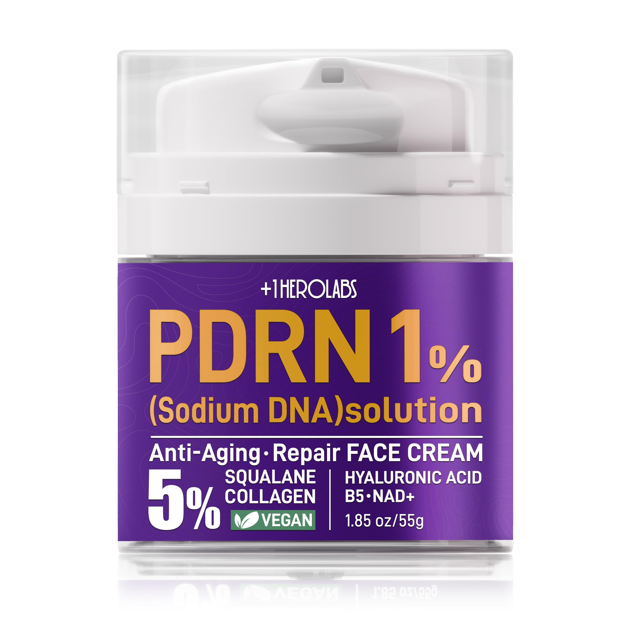 +1HEROLABS PDRN Anti-Aging Face Moisturizer Cream – 5% Squalane, 100% Pure Salmon PDRN, Hyaluronic Acid & B5