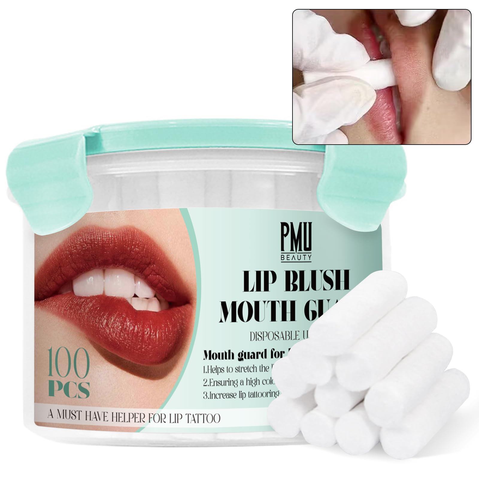 PMUBEAUTY 100pcs Cotton Lip Tattoo Stretching Sticks | Precise Coloring & Hygiene