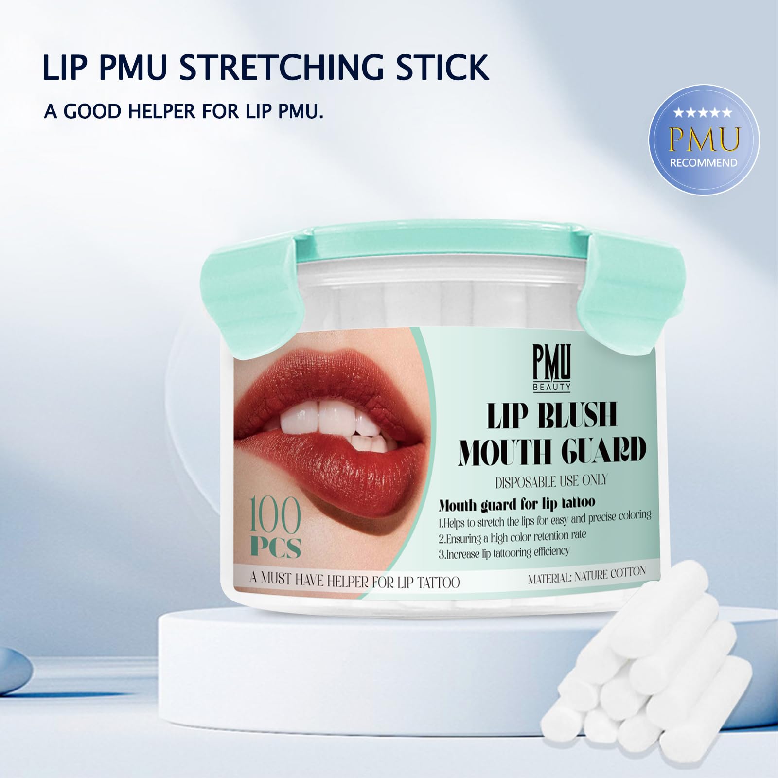 PMUBEAUTY 100pcs Cotton Lip Tattoo Stretching Sticks | Precise Coloring & Hygiene
