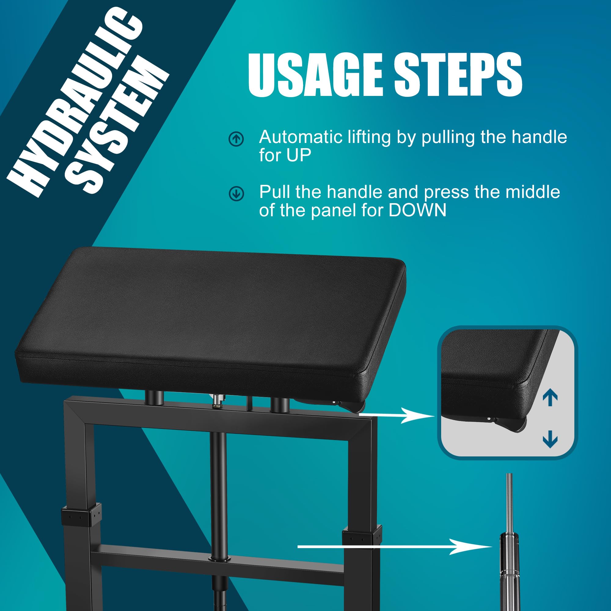 Poarmeey XXL Tattoo Armrest Stand with Hydraulic Height Adjustment | Professional Tattoo Equipment