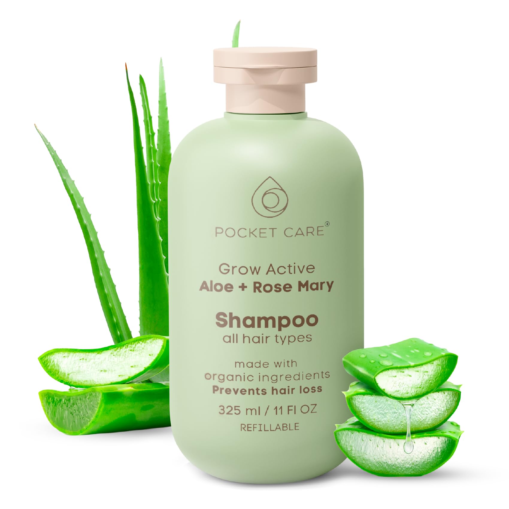 PocketCare Organic Shampoo – Artisanal Aloe Pulp, Rosemary & Natural Nutrients | Hydration & Hair Support 325ml