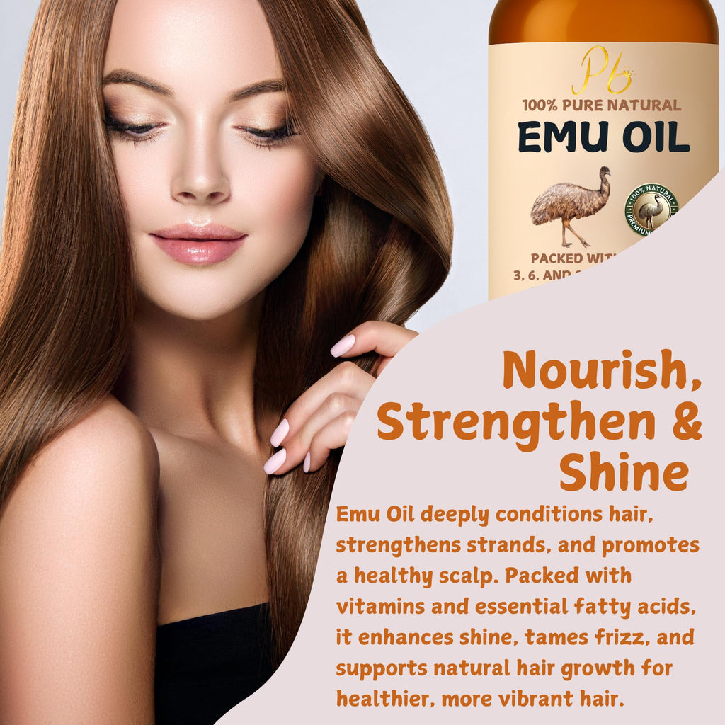 Pomberries Emu Oil - 100% Pure Australian Emu Oil, Refined & Unscented (4 oz)