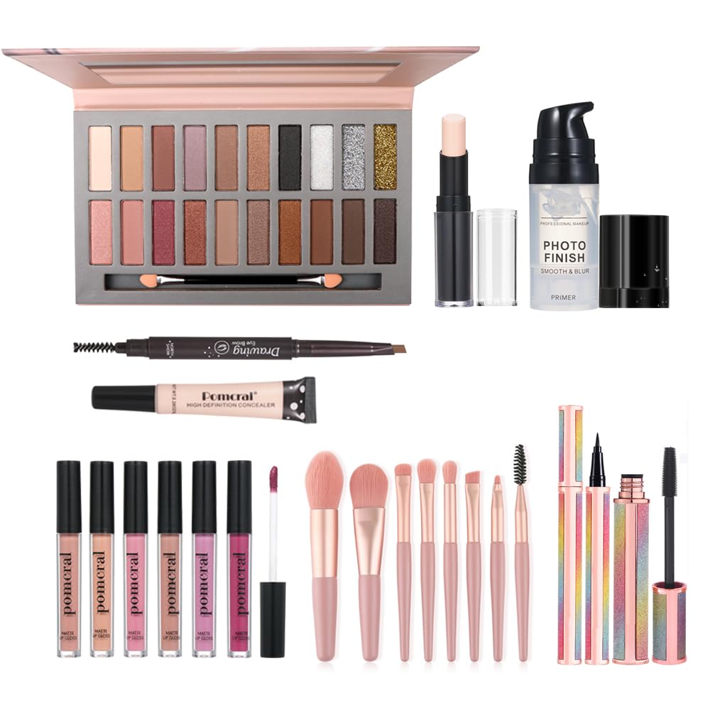 Pomcral Makeup Sets Gift Kit for Women – Full Makeup Kit with Eyeshadow Palette