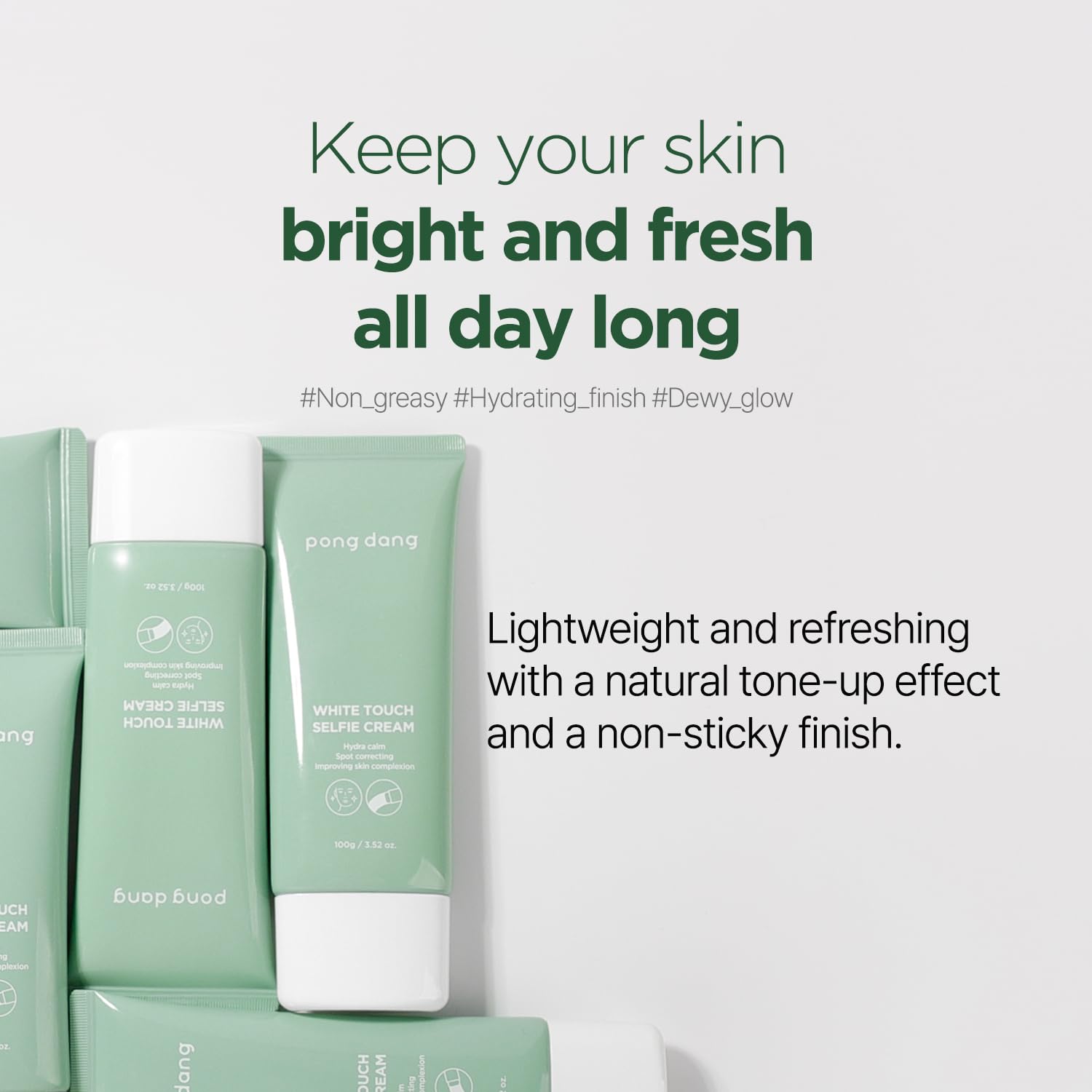 PONGDANG White Touch Selfie Cream 3.52 oz | Lightweight Tone-Up Moisturizer, Hydration & Redness-Soothing