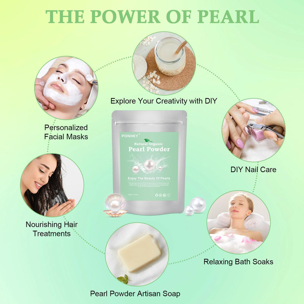 Ponhey Freshwater Pearl Powder Organic – Deep Cleansing & Pore Refining Mask 100g