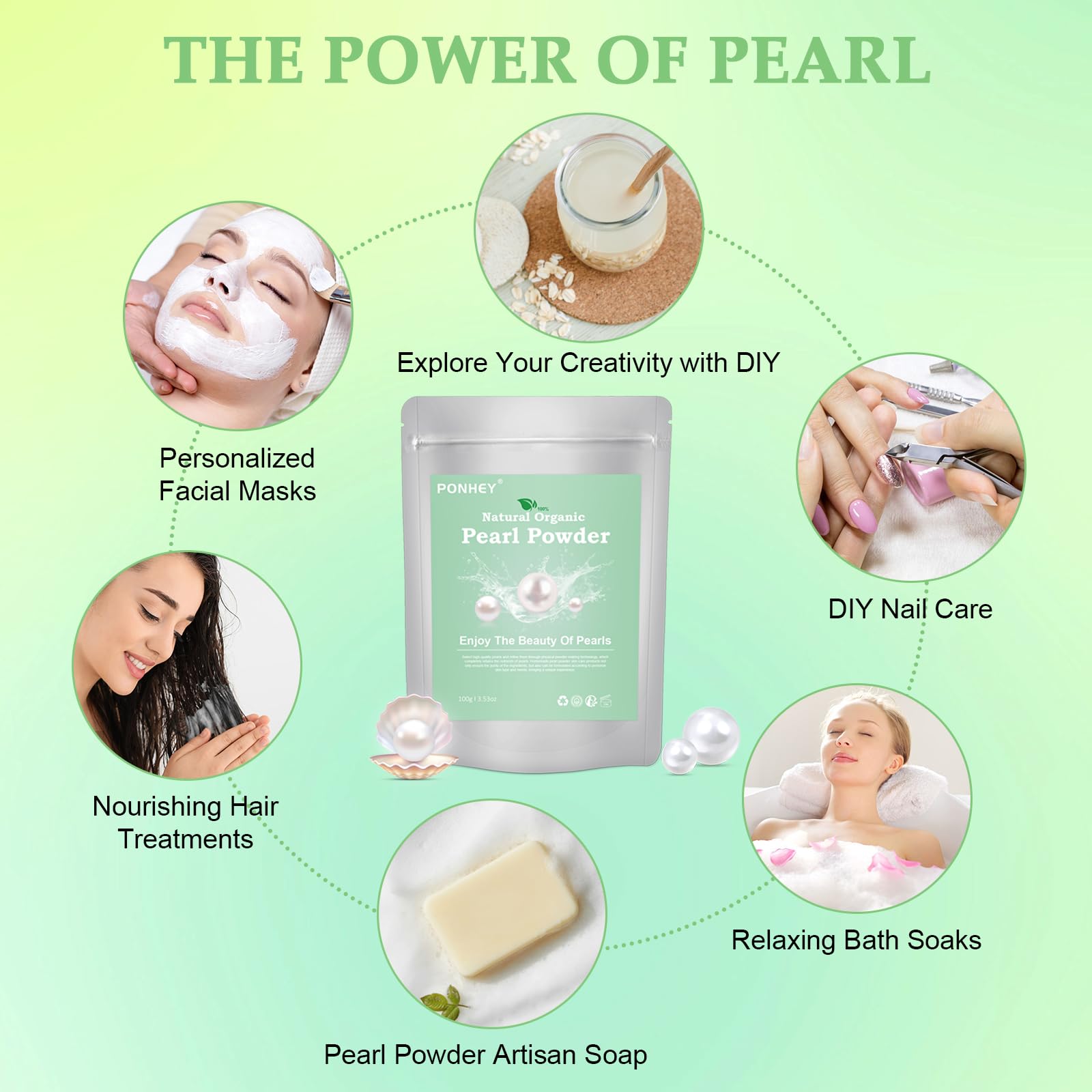 Ponhey Freshwater Pearl Powder Organic – Deep Cleansing & Pore Refining Mask 100g
