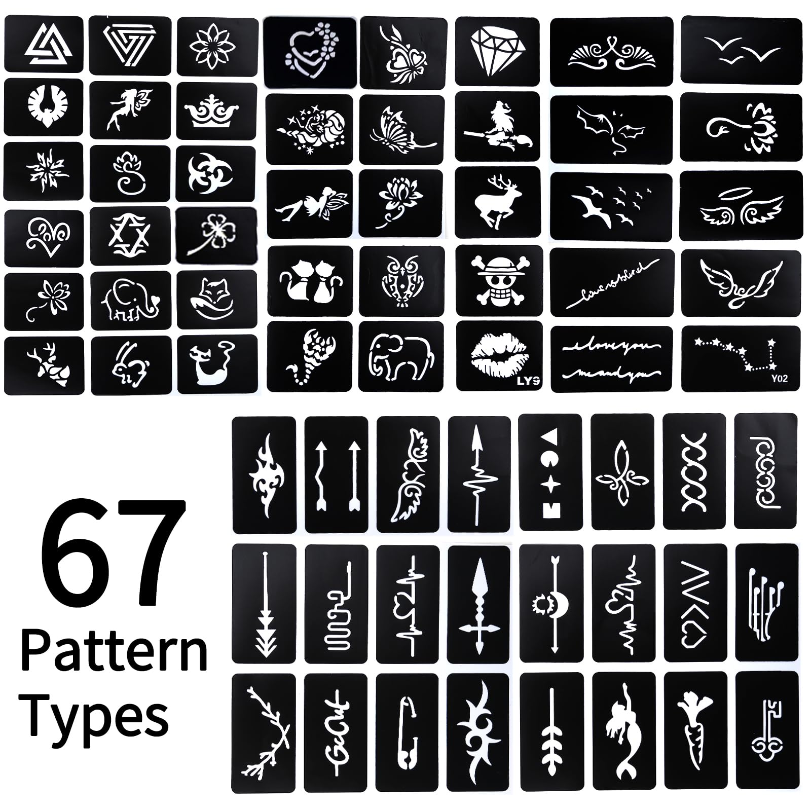 Ponhey Temporary Tattoo Markers Kit – 24 Colors, 67 Stencils, Dual-End Pens, Skin-Safe Body Art