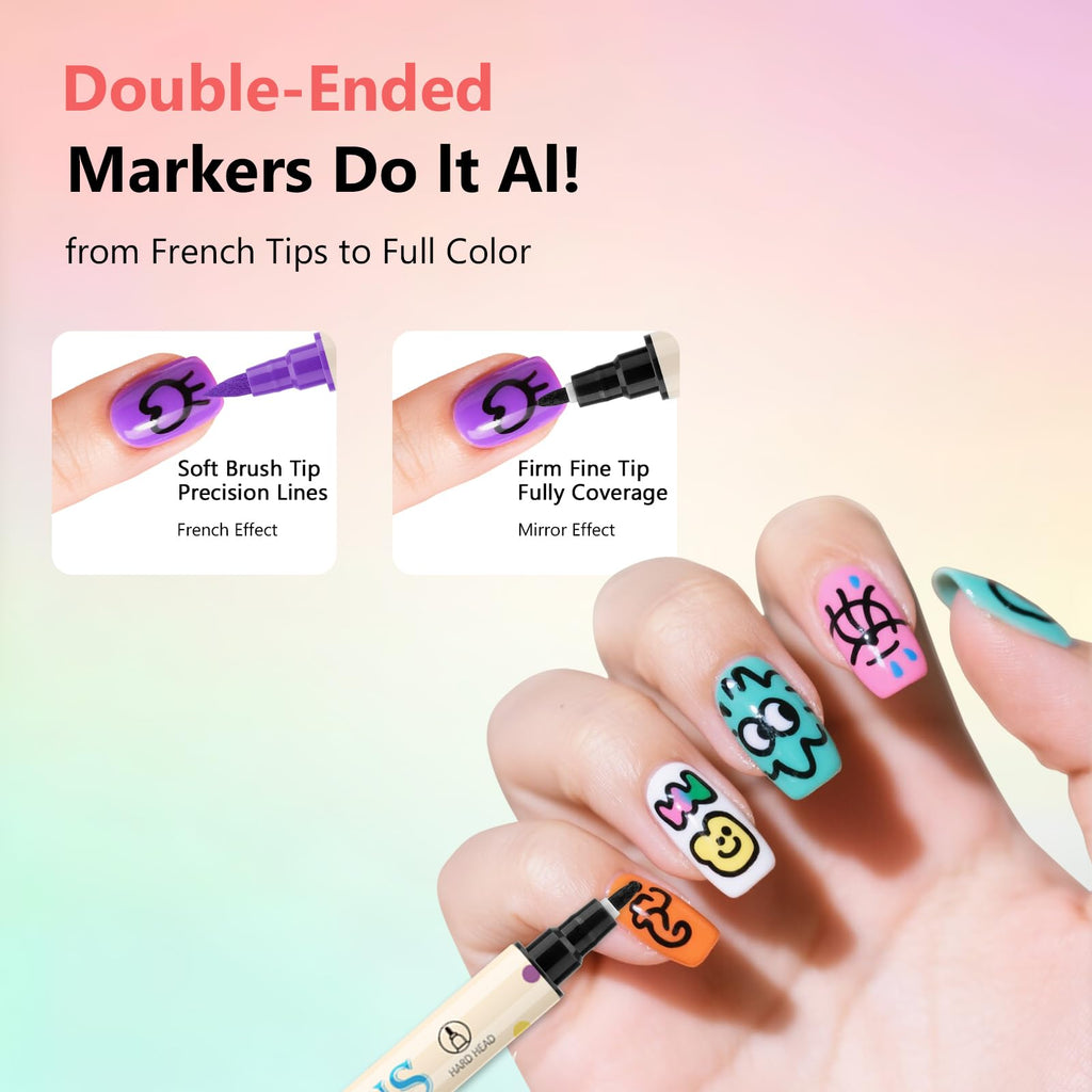 Ponhey 12 Colors Nail Art Pens Set – 0.7mm Quick-Dry Acrylic Markers for DIY Nail Design