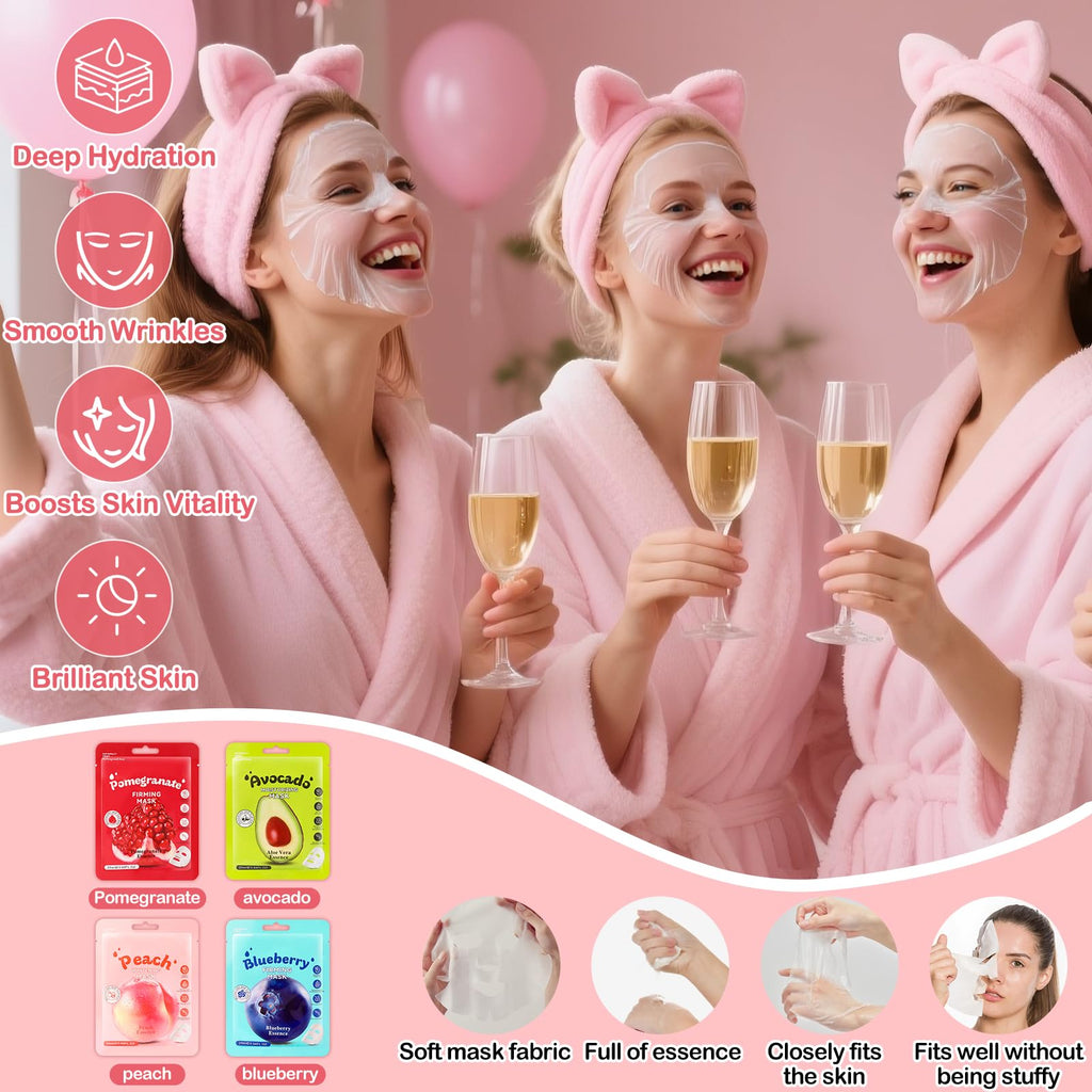 Ponhey 88 PCS Spa Party Supplies – Spa Favors with Masks, Hand Cream, Lip Balm & Foot Bath Bombs