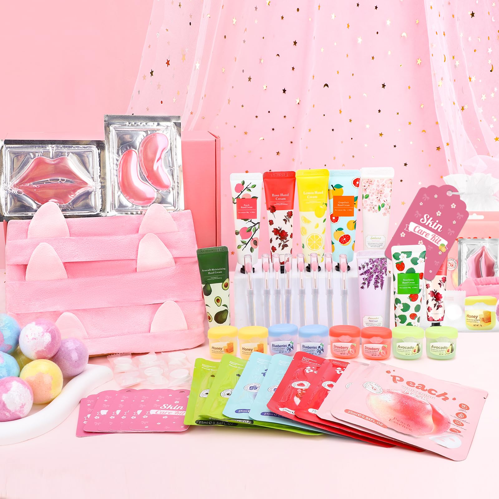 Ponhey 88 PCS Spa Party Supplies – Spa Favors with Masks, Hand Cream, Lip Balm & Foot Bath Bombs