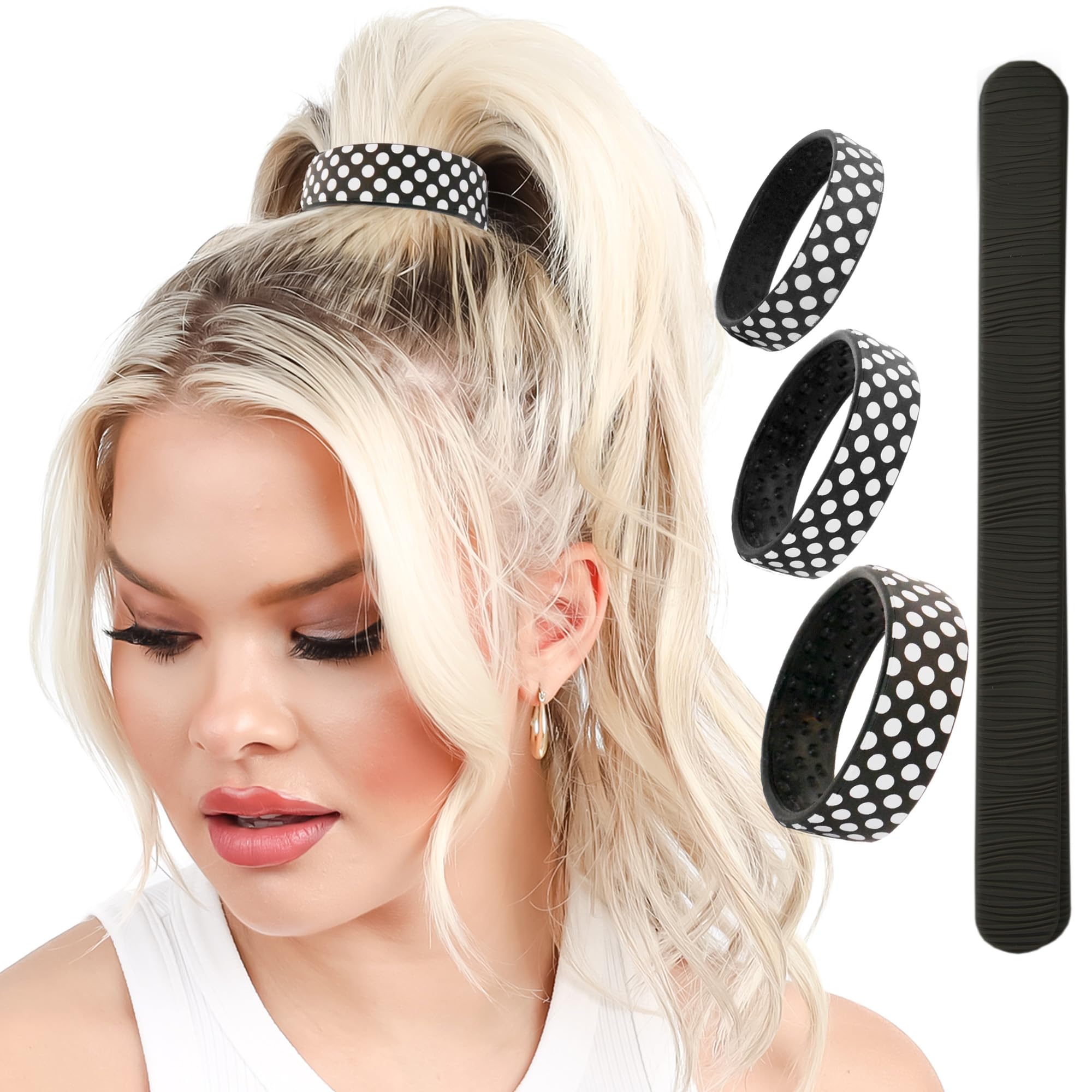 PONY-O All-in-One 4-Pack | No-Damage Bendable Hair Ties & Bun Barz