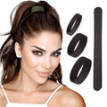 PONY-O All-in-One 4-Pack: No-Damage Bendable Hair Ties & Bun Barz (Dark Brown)