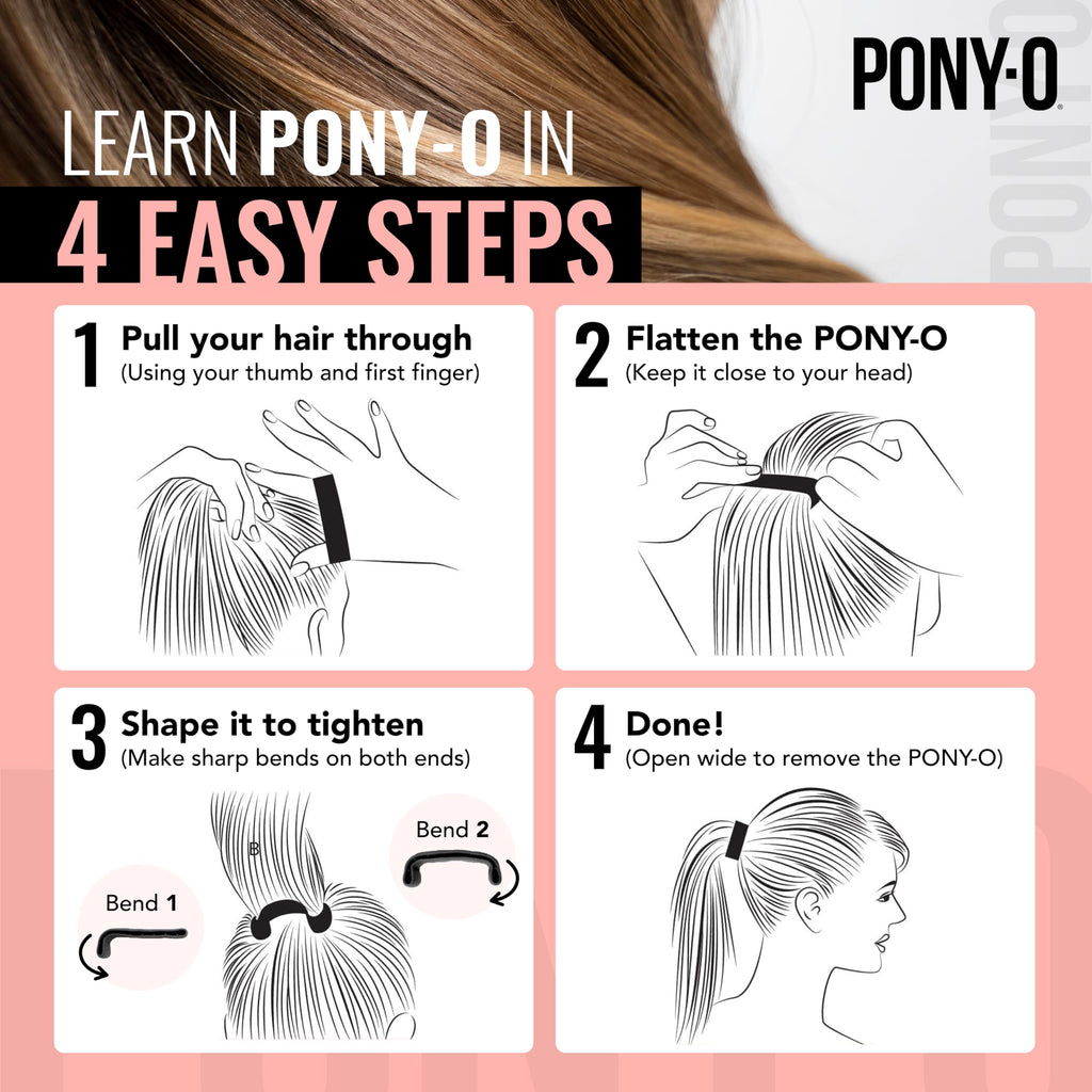PONY-O Bendable Hair Ties – 2 Small, Volumizing & Gentle (Brown & White)