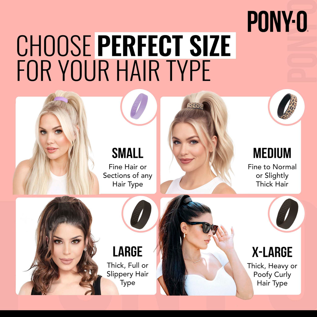 PONY-O Bendable Hair Ties – 2 Small, Volumizing & Gentle (Brown & White)