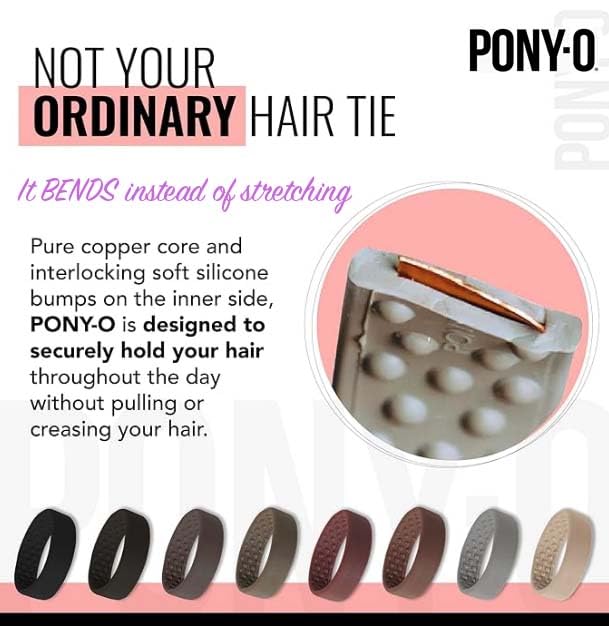 PONY-O Bendable Hair Ties – 2 Small, Volumizing & Gentle (Brown & White)