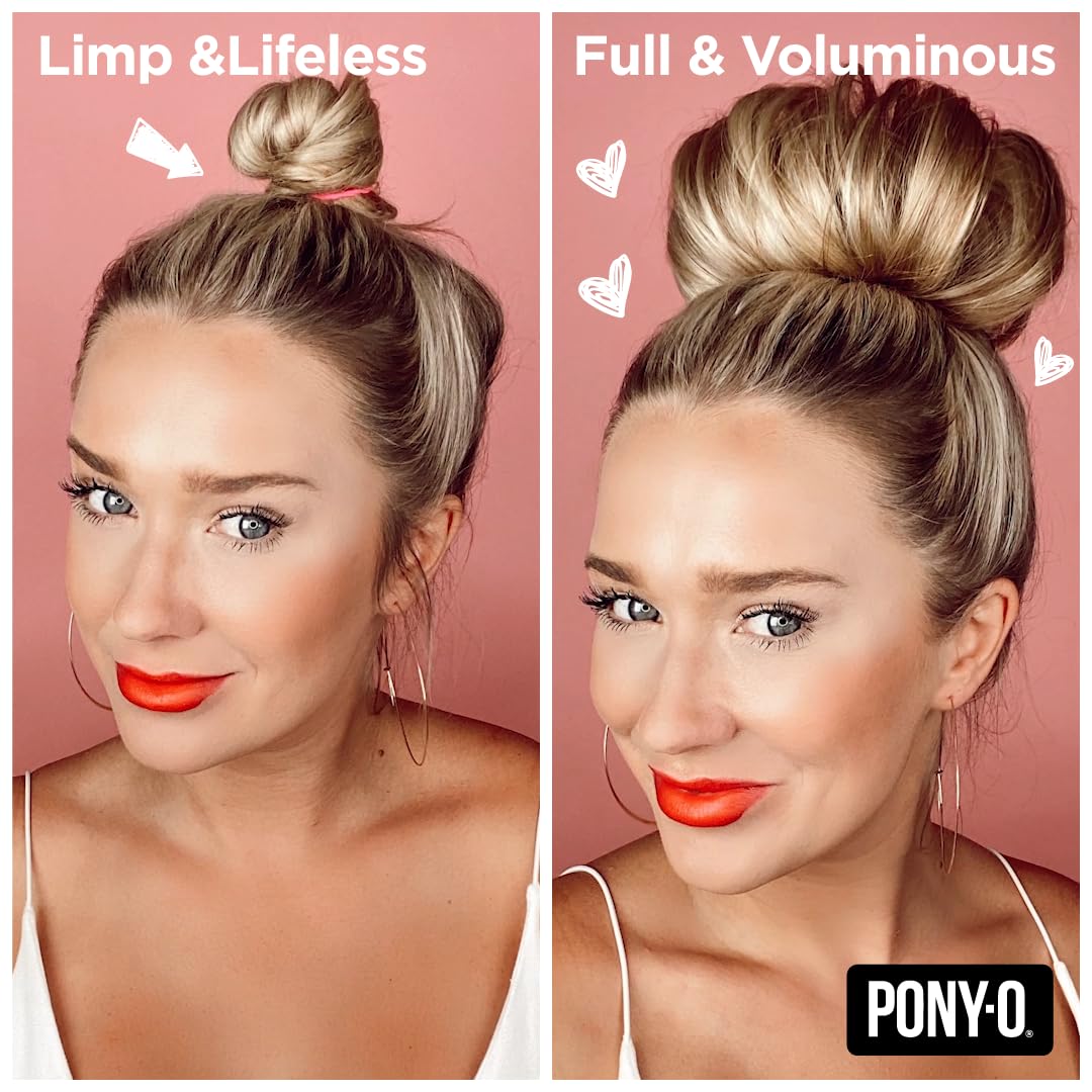 PONY-O All-in-One 4-Pack: No-Damage Bendable Hair Ties & Bun Barz (Dark Brown)