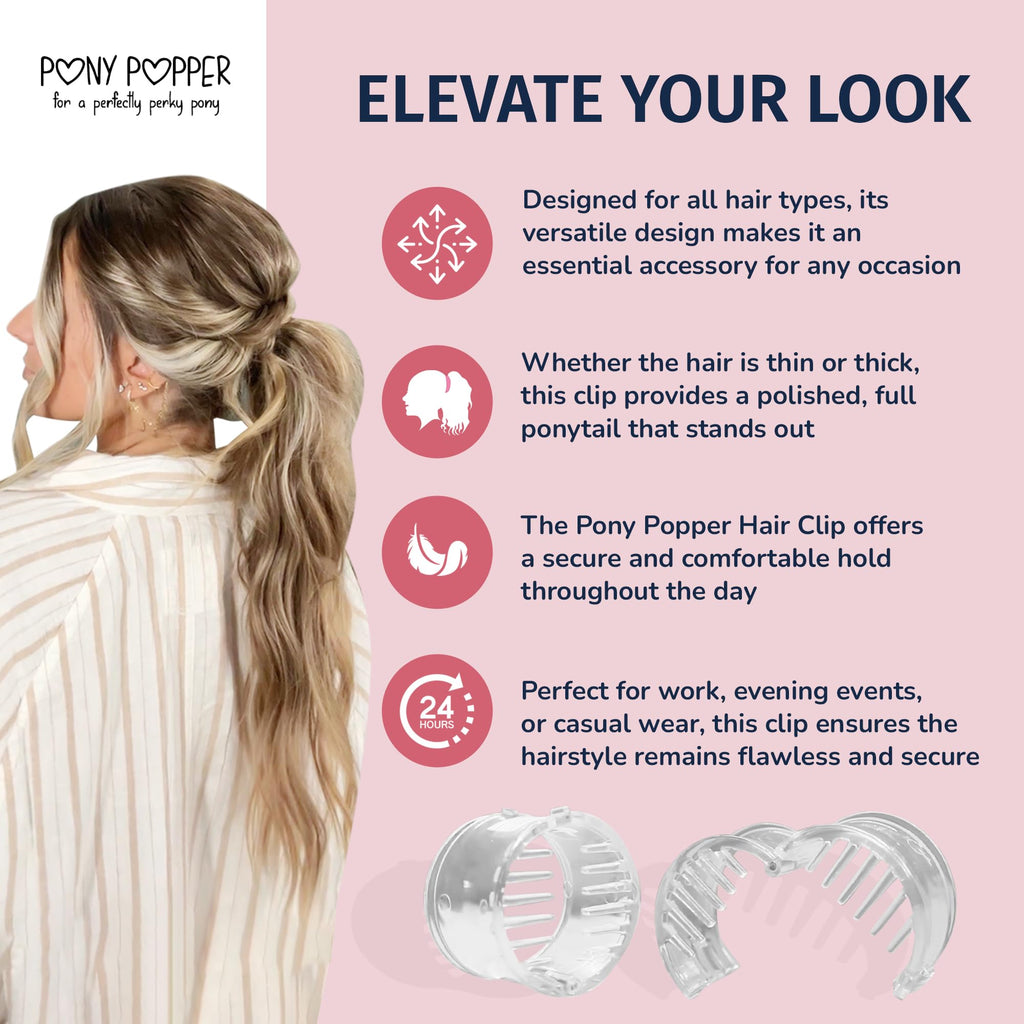 Pony Popper Clip – High Ponytail Holder for Voluminous Styles | Secure, Lightweight & Versatile