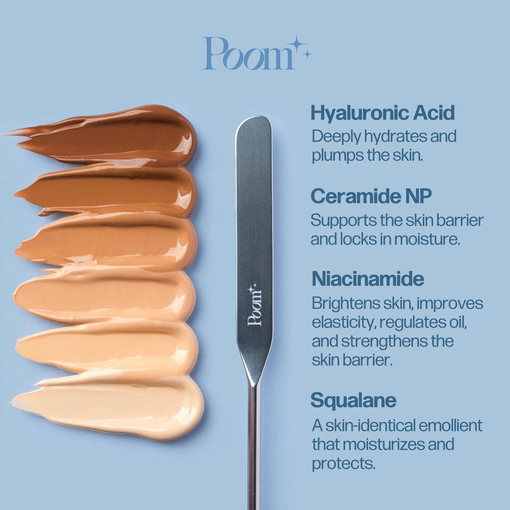 Poom Natural Glow Hydrating Foundation (Medium Neutral #300) – Buildable Coverage with Skincare Benefits
