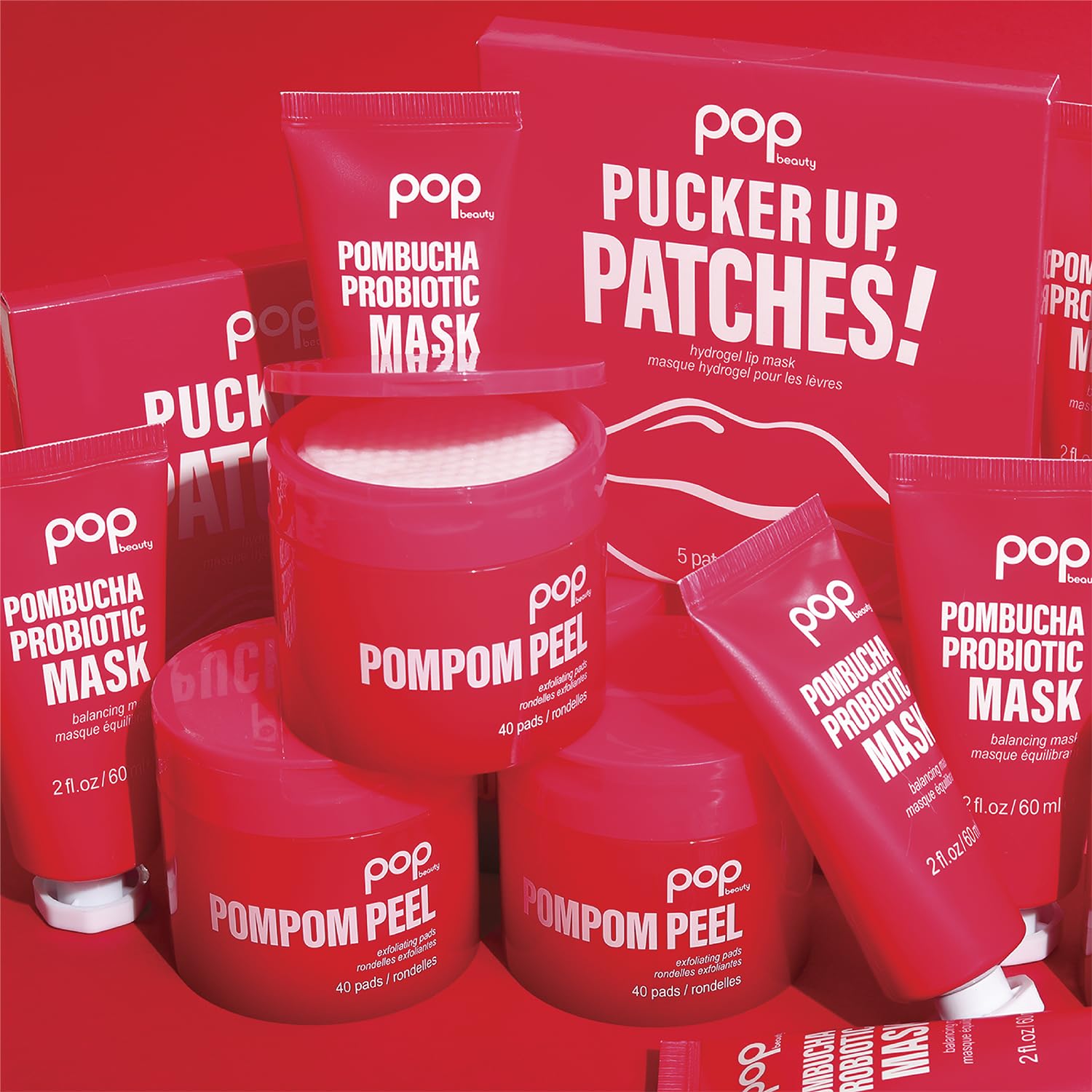 POP Beauty POMPOM PEEL – 40 Pre-Soaked Exfoliating Pads for Renewal, Purification & Brightening