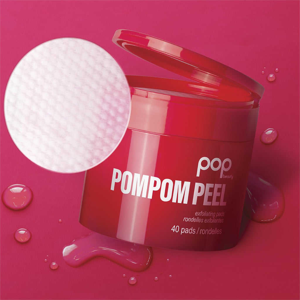 POP Beauty POMPOM PEEL – 40 Pre-Soaked Exfoliating Pads for Renewal, Purification & Brightening