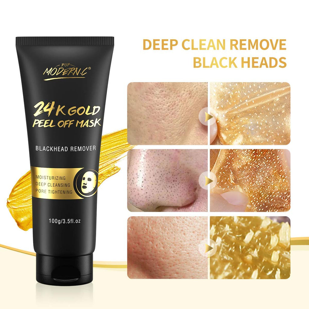 POP MODERN.C Blackhead Remover Mask | 24K Gold Peel Off Facial Mask for Deep Clean & Anti-Aging