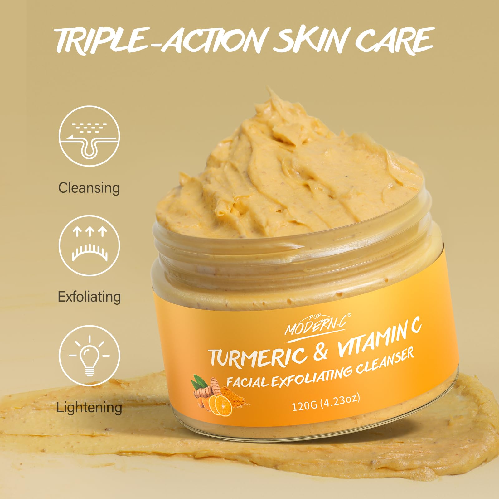 POP MODERN.C Turmeric Exfoliating Face Wash – 3-in-1 Vitamin C Cleanser