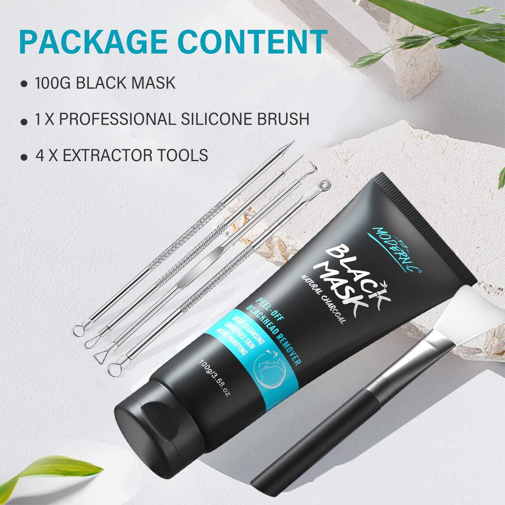 POP MODERN.C Blackhead Remover Mask Bamboo Charcoal Peel Off — 3-in-1 Pore Cleansing Kit