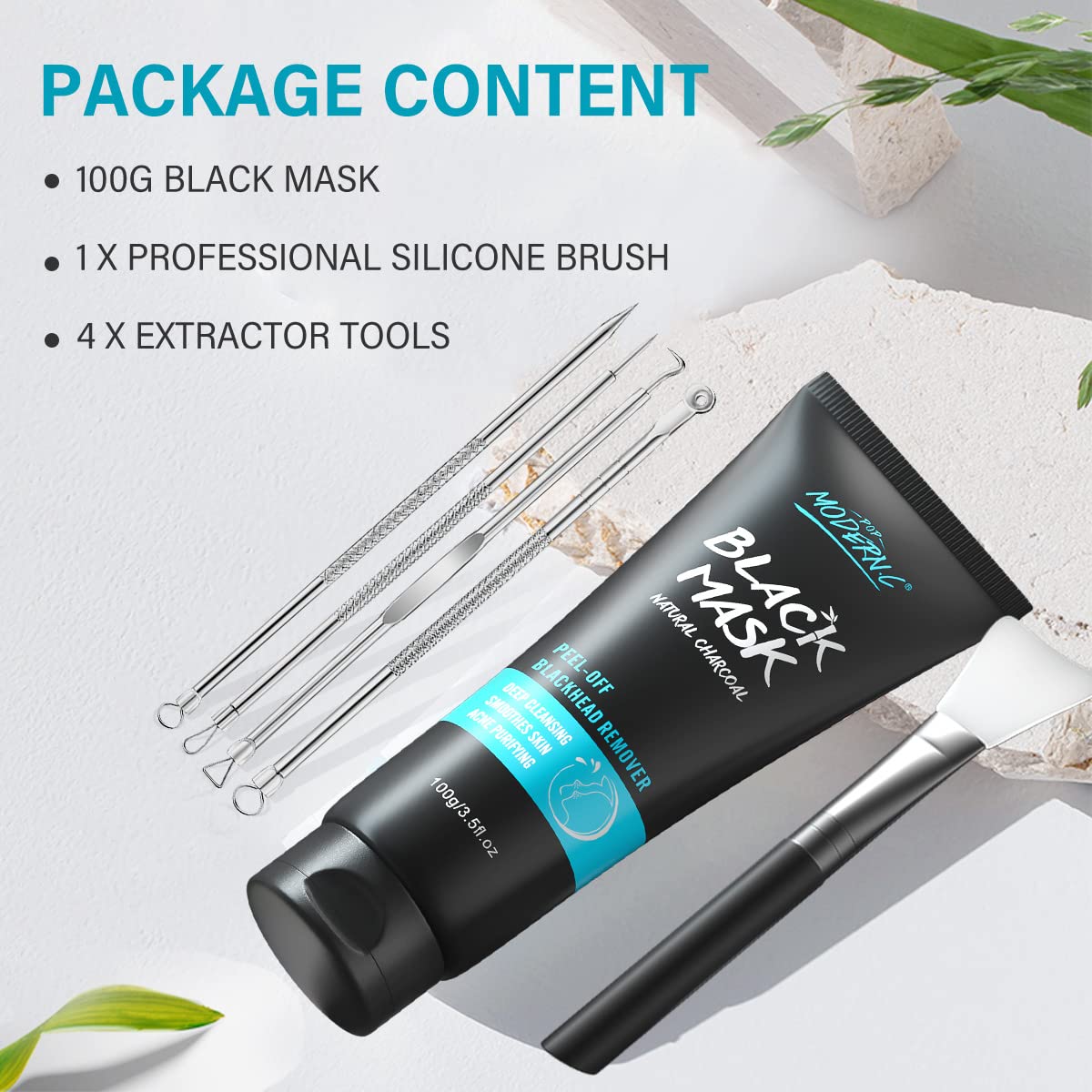POP MODERN.C Blackhead Remover Mask Bamboo Charcoal Peel Off — 3-in-1 Pore Cleansing Kit